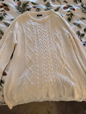 BDG Cream Cable Knit Crewneck Sweater